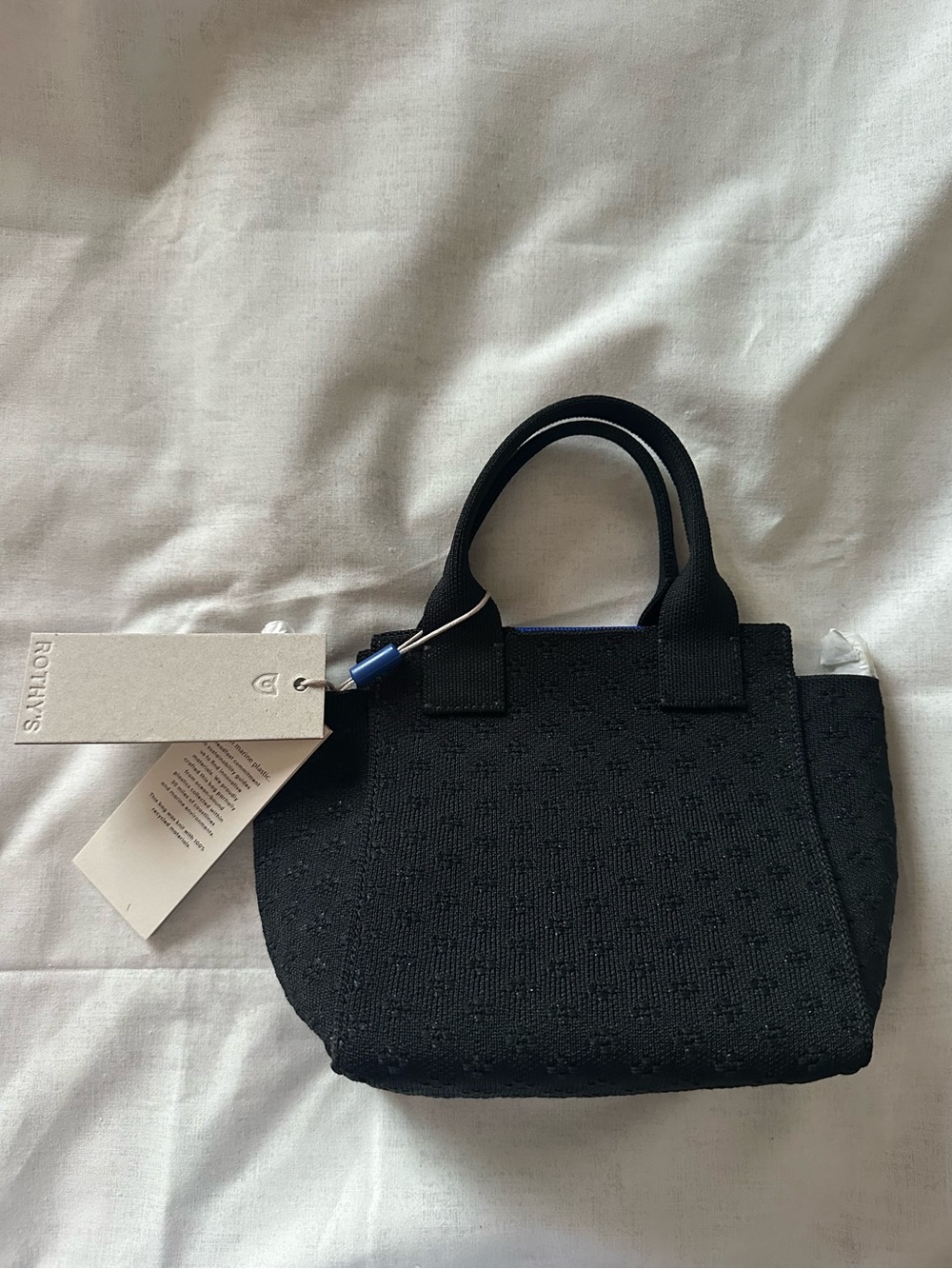 Rothys Mini Handbag Black Textured Knit